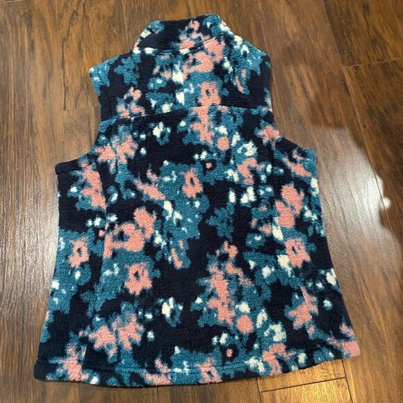 The North Face Campshire 2.0 Fleece Vest Woman's size Large Blue and pink Floral - Picture 4 of 10